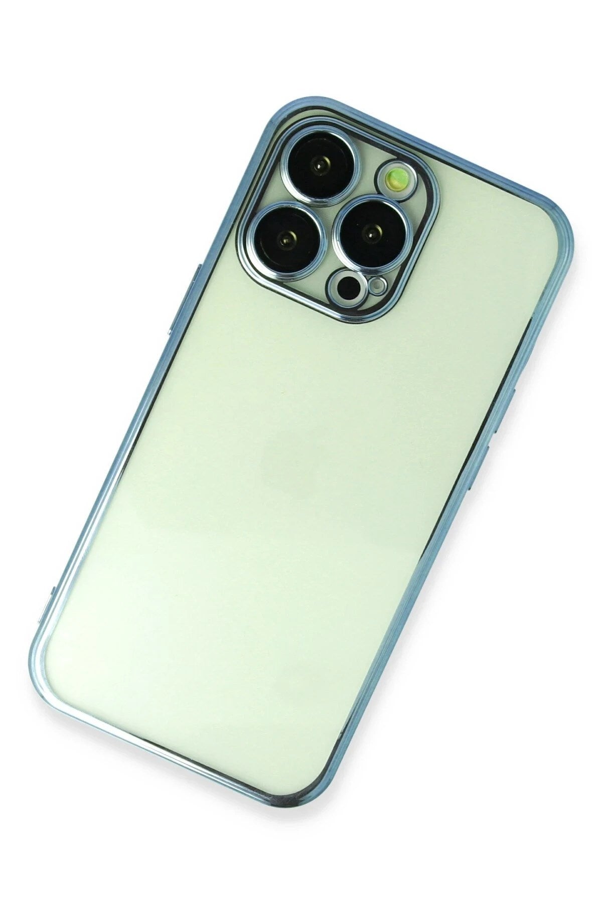Mey İthalat® iPhone 14 Pro Kılıf Lensli Silikon - Açık Mavi