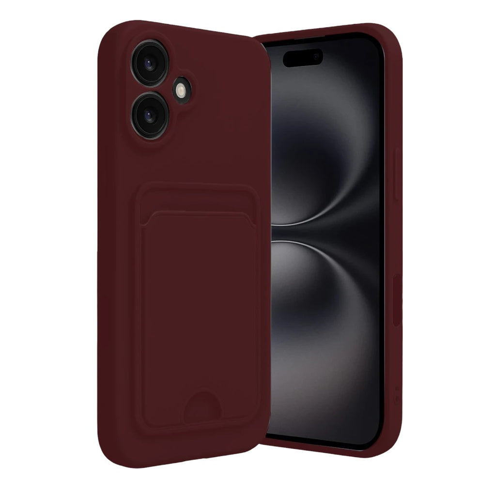 Mey İthalat® iPhone 16 Kılıf Kelvin Kartvizitli Silikon - Bordo