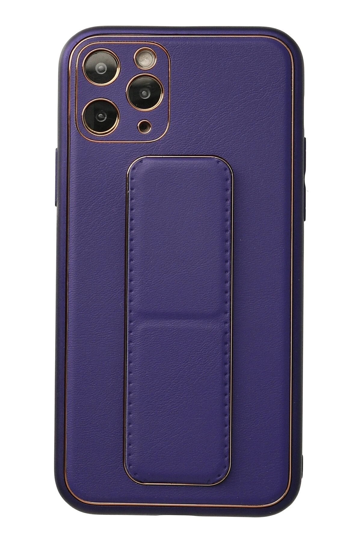 Mey İthalat® iPhone 11 Pro Kılıf Coco Deri Standlı Kapak - Mor