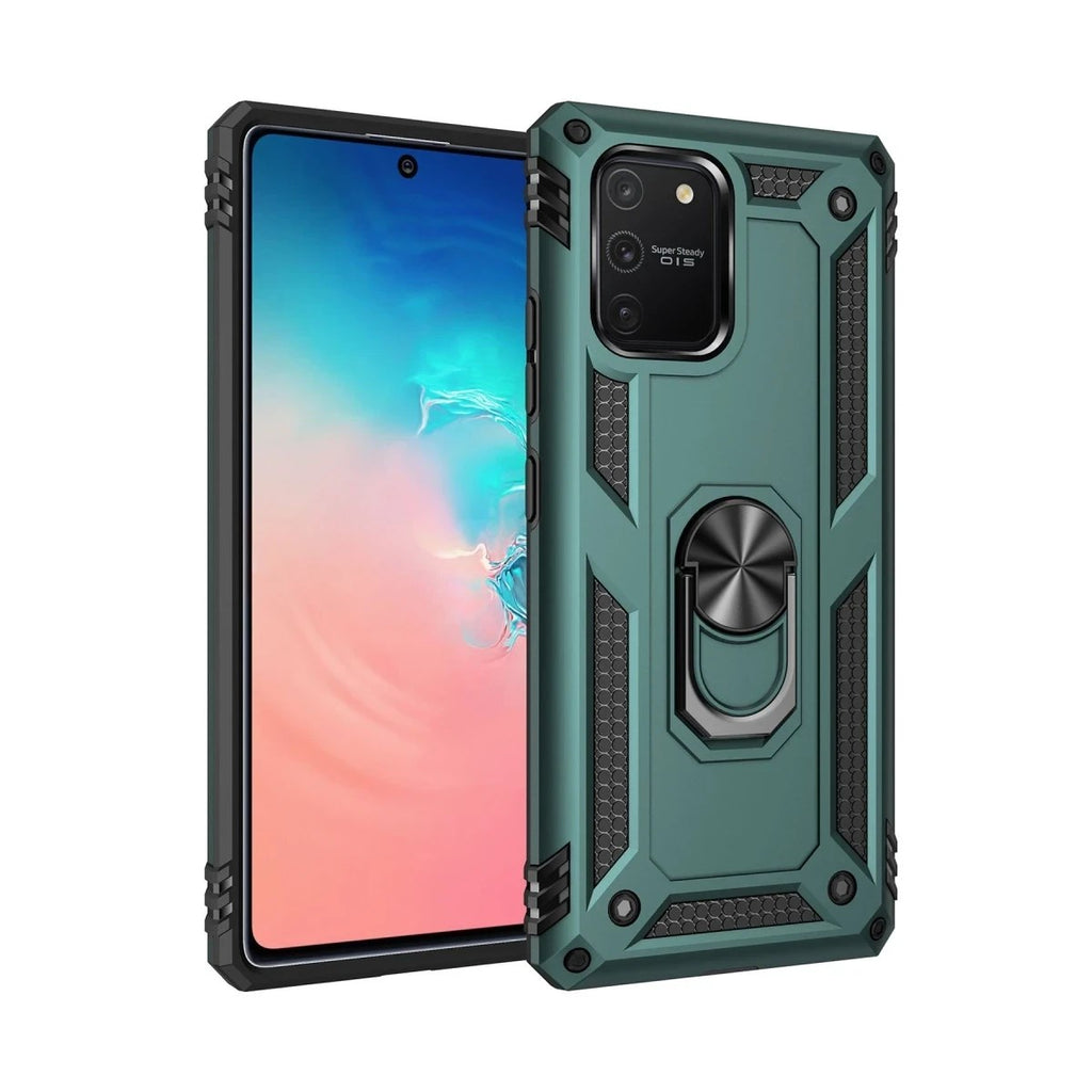 Mey İthalat® Samsung Galaxy A91 / S10 Lite Kılıf Sofya Yüzüklü Silikon Kapak - Yeşil