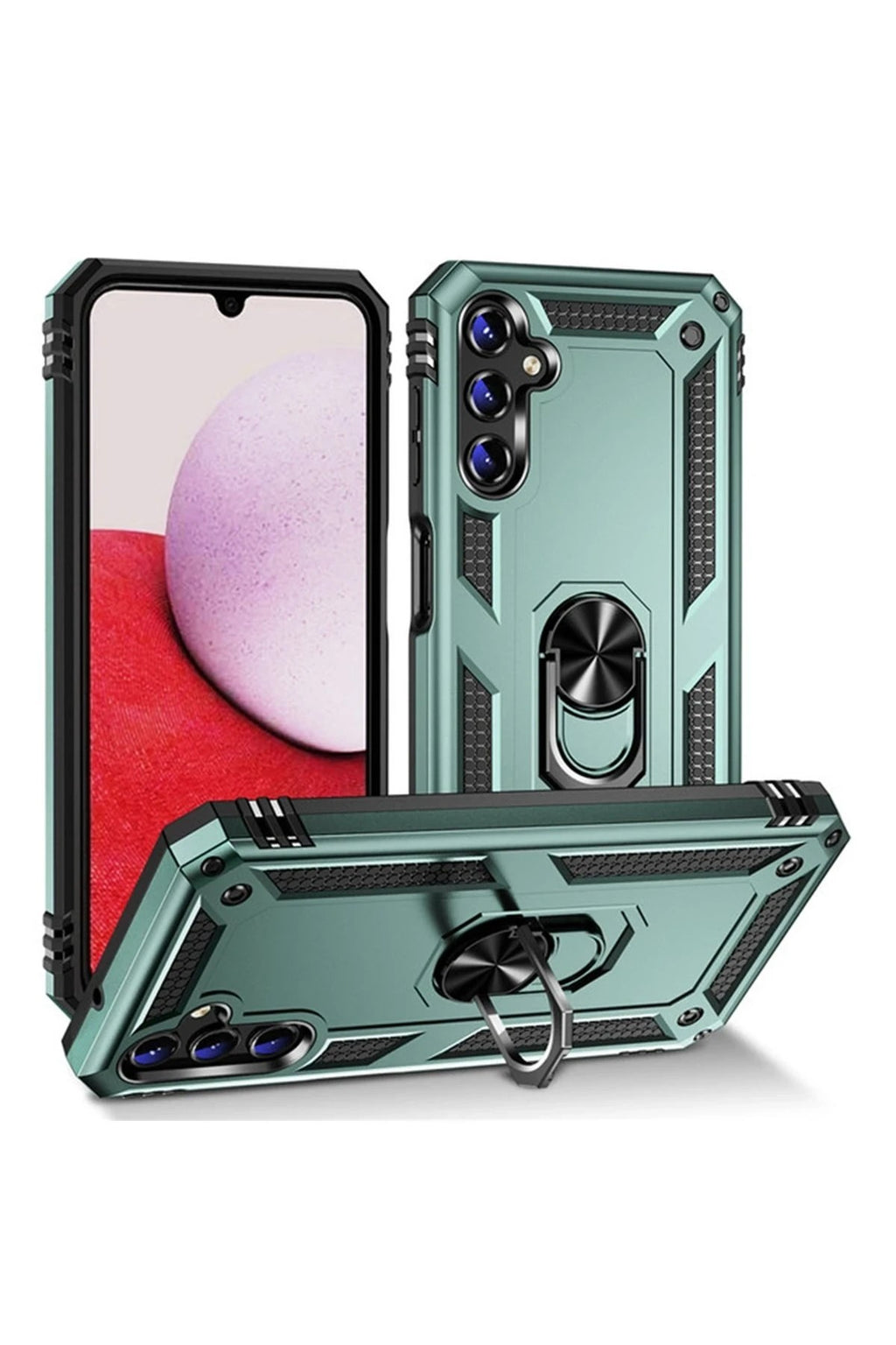 Mey İthalat® Samsung Galaxy A04S Kılıf Sofya Yüzüklü Silikon Kapak - Yeşil