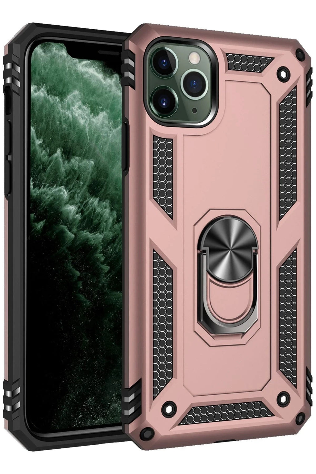 Mey İthalat® iPhone 11 Pro Kılıf Sofya Yüzüklü Silikon Kapak - Rose