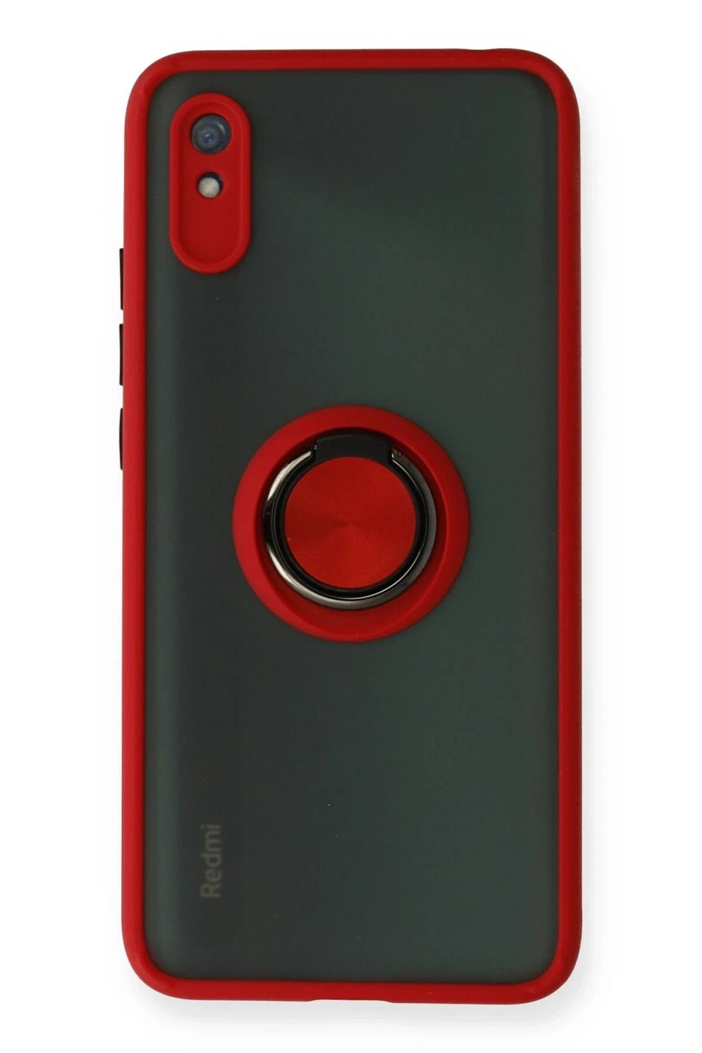 Mey İthalat® Redmi 9A Kılıf Montreal Yüzüklü Silikon Kapak - Kırmızı