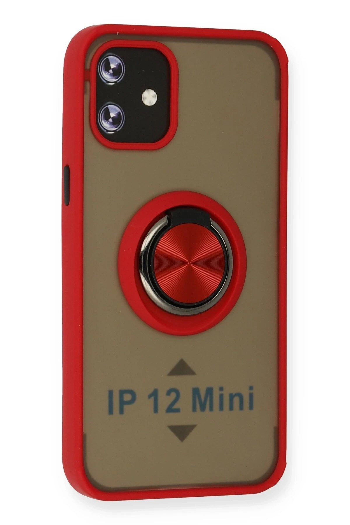 Mey İthalat® iPhone 12 Mini Kılıf Montreal Yüzüklü Silikon Kapak - Kırmızı