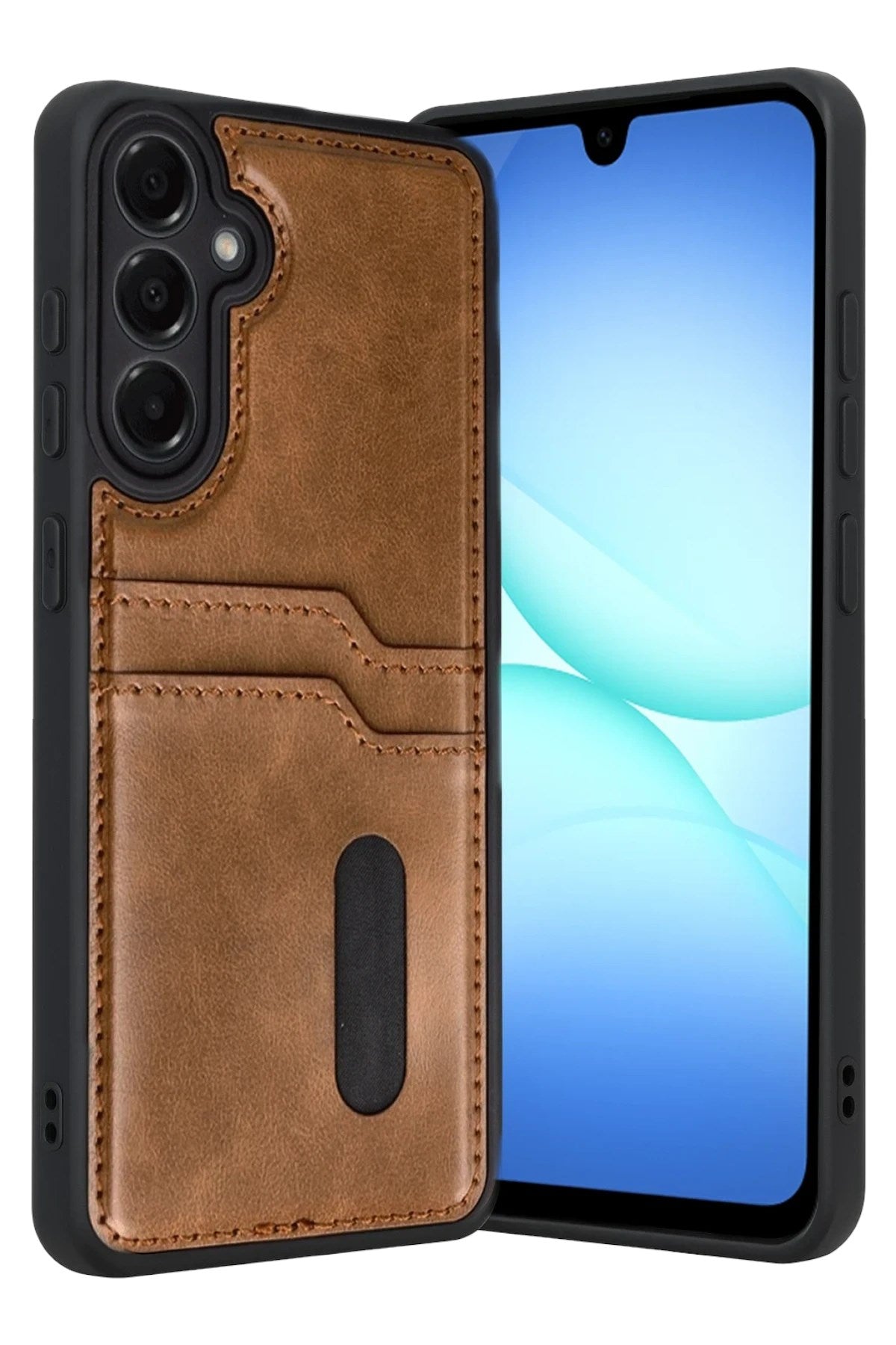 Mey İthalat® Samsung Galaxy A17 5G Sara Kartvizitli Deri Kılıf - Taba