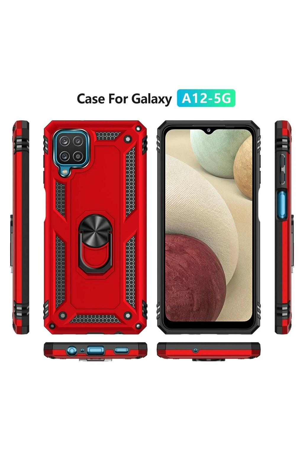Mey İthalat® Samsung Galaxy A22 Kılıf Sofya Yüzüklü Silikon Kapak - Kırmızı