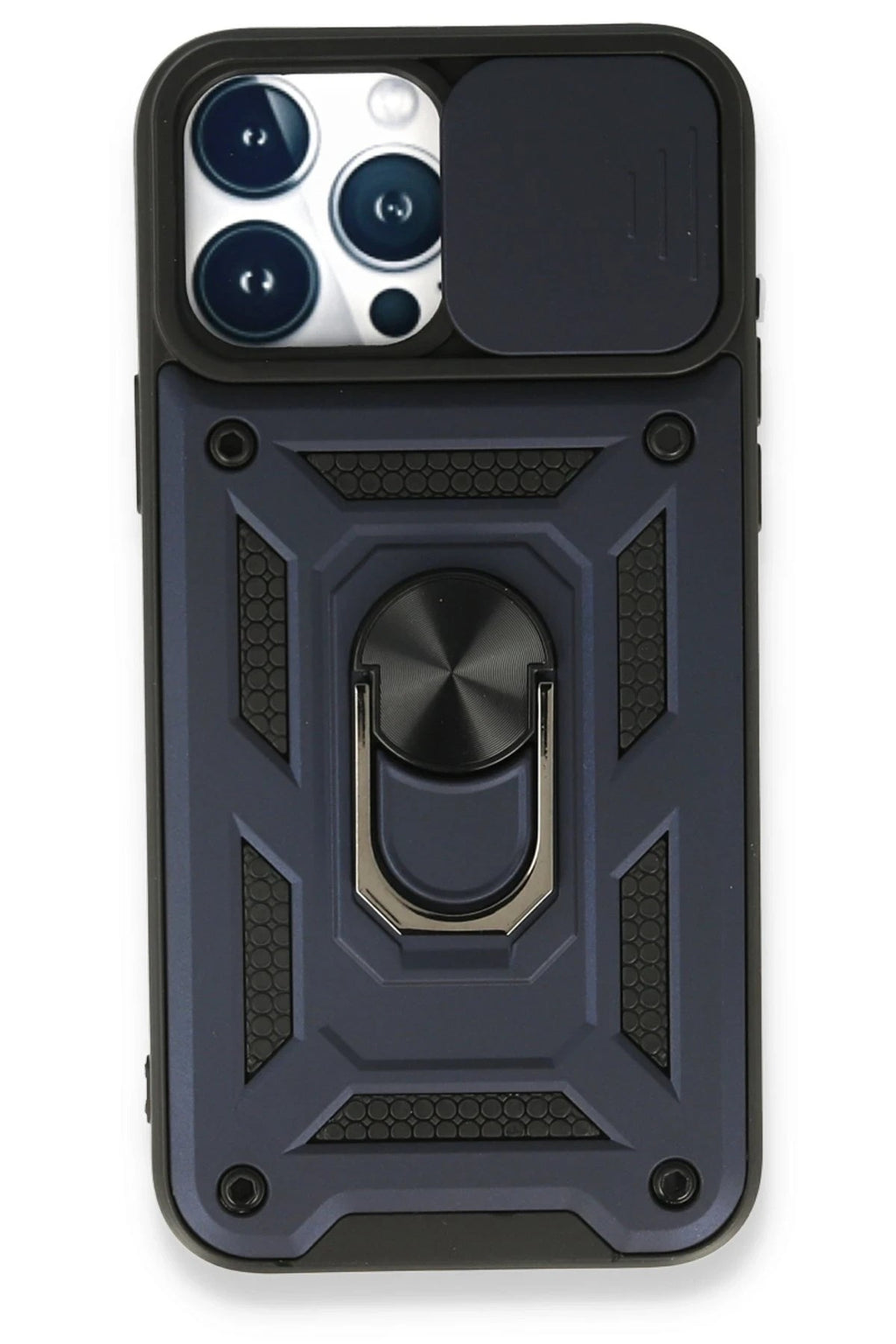 Mey İthalat® iPhone 15 Pro Kılıf Pars Lens Yüzüklü Silikon - Lacivert
