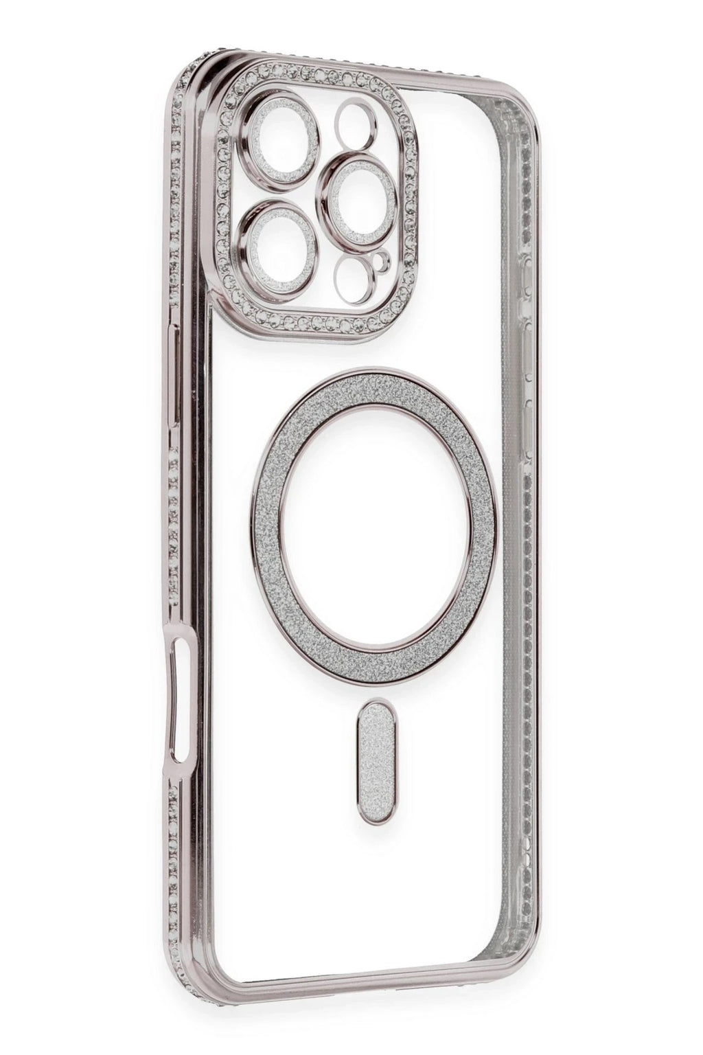 Mey İthalat® iPhone 16 Pro Kılıf Joke Simli Magneticsafe Kılıf - Pembe