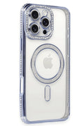 Mey İthalat® iPhone 16 Pro Kılıf Joke Simli Magneticsafe Kılıf - Mavi