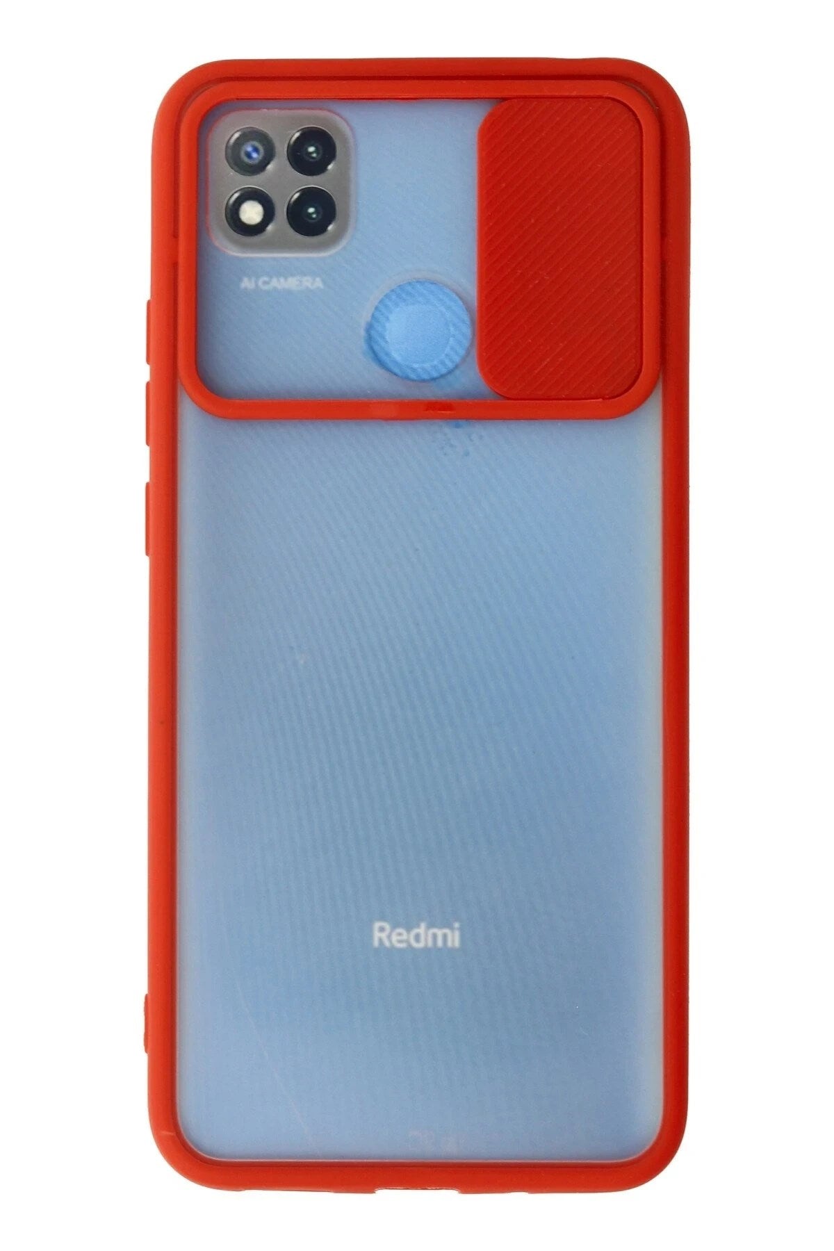 Mey İthalat® Redmi 9C Kılıf Palm Buzlu Kamera Sürgülü Silikon - Kırmızı