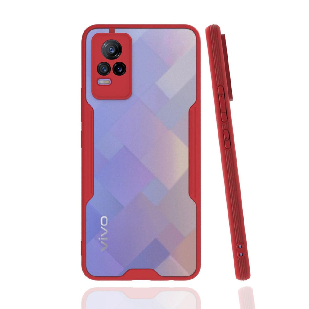 Mey İthalat® Vivo V21e Kılıf Platin Silikon - Kırmızı