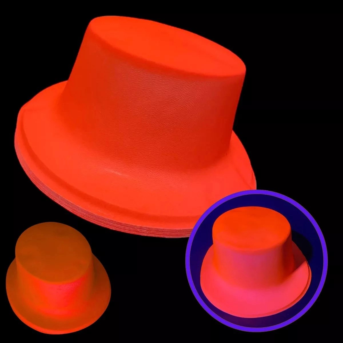Mey İthalat® Neon Partisi Turuncu Renk Plastik Fötr Şapka