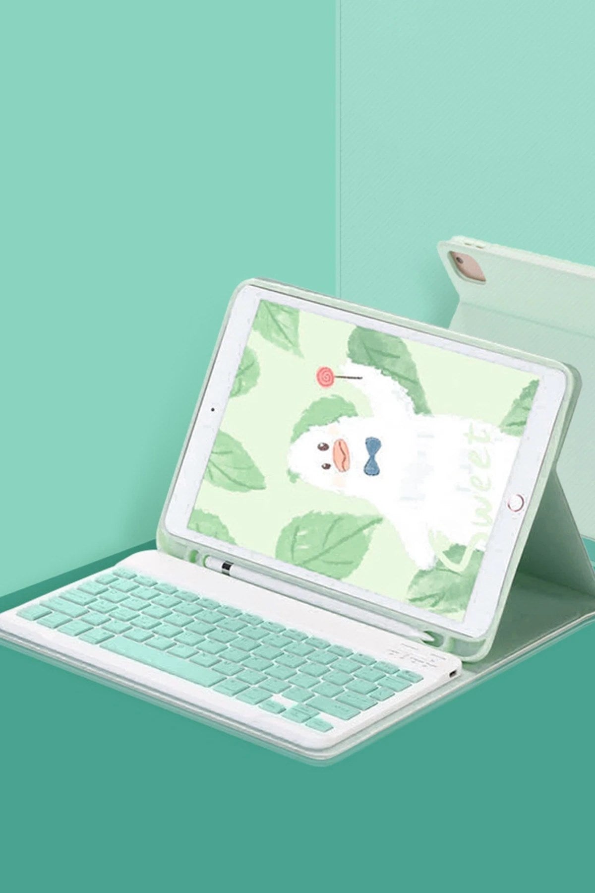 Mey İthalat® iPad Pro 11 (2022) Kılıf KC01 Smart Klavyeli Tablet Kılıfı - Açık Yeşil