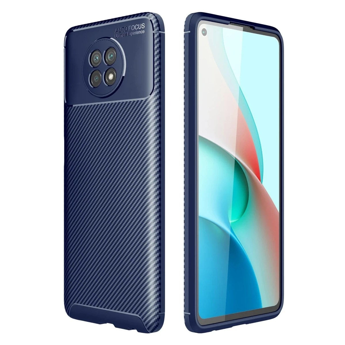 Mey İthalat® Redmi Note 9 5G Kılıf Auto Focus Karbon Kapak - Lacivert