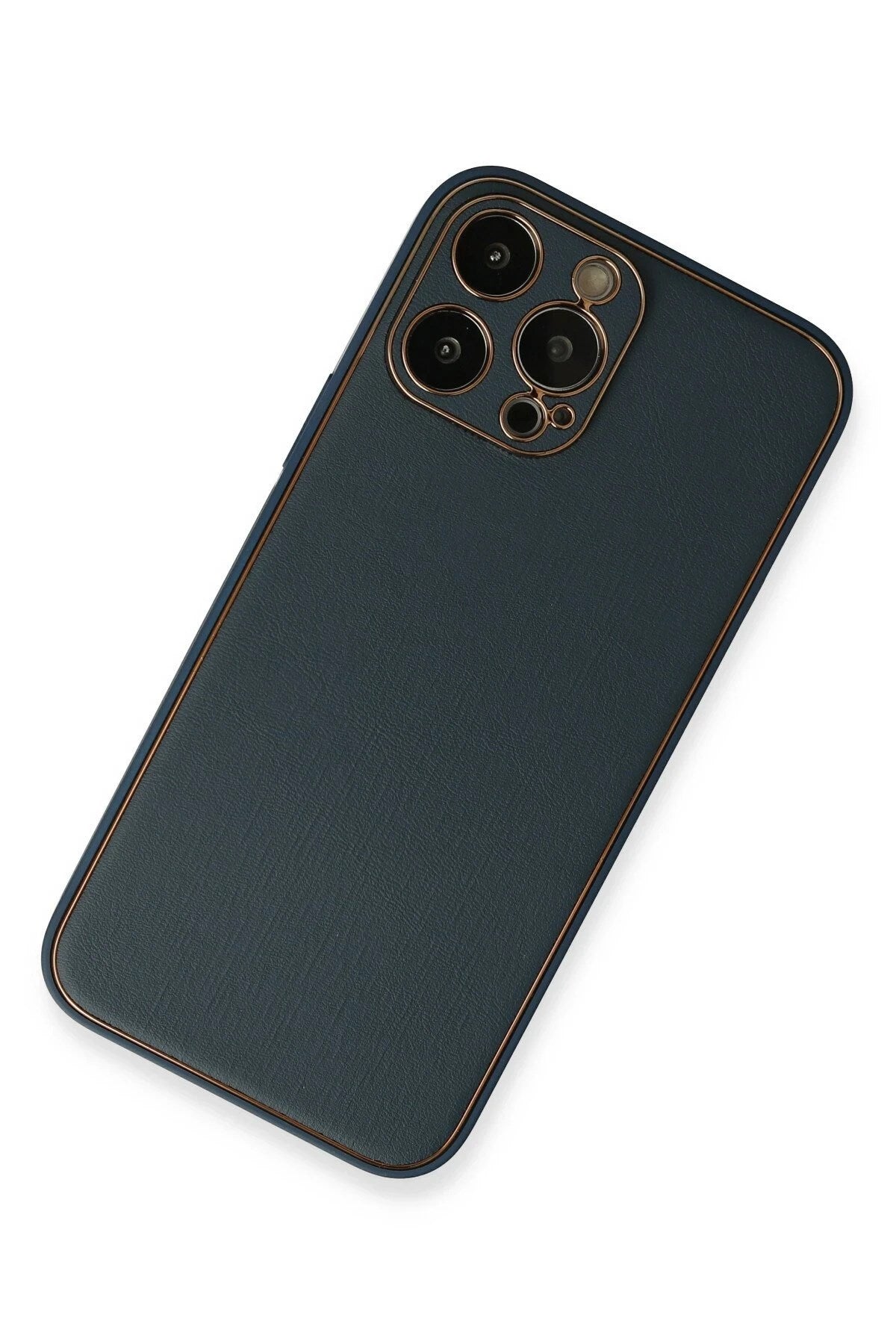 Mey İthalat® iPhone 13 Pro Kılıf Coco Deri Silikon Kapak - Mavi