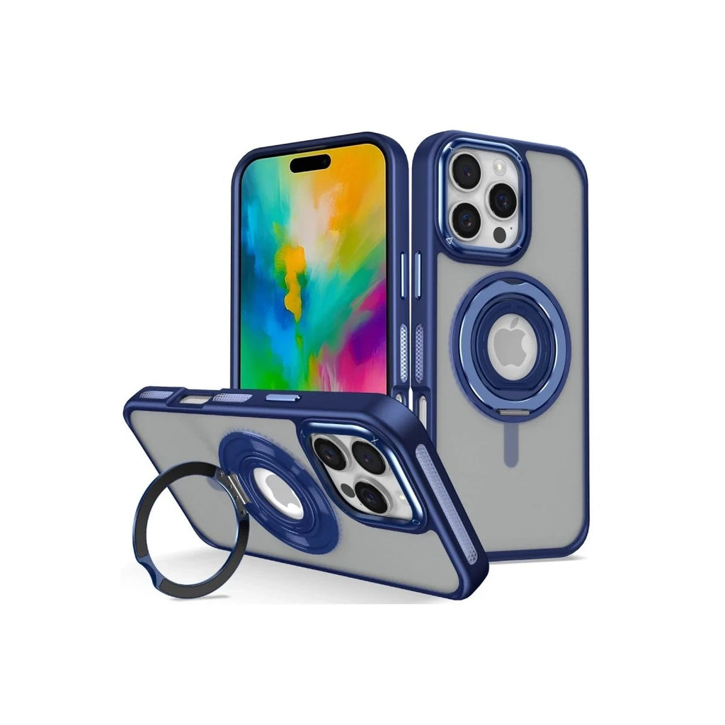 Mey İthalat® iPhone 16 Pro Max Banza Magsafe Standlı Kapak - Lacivert
