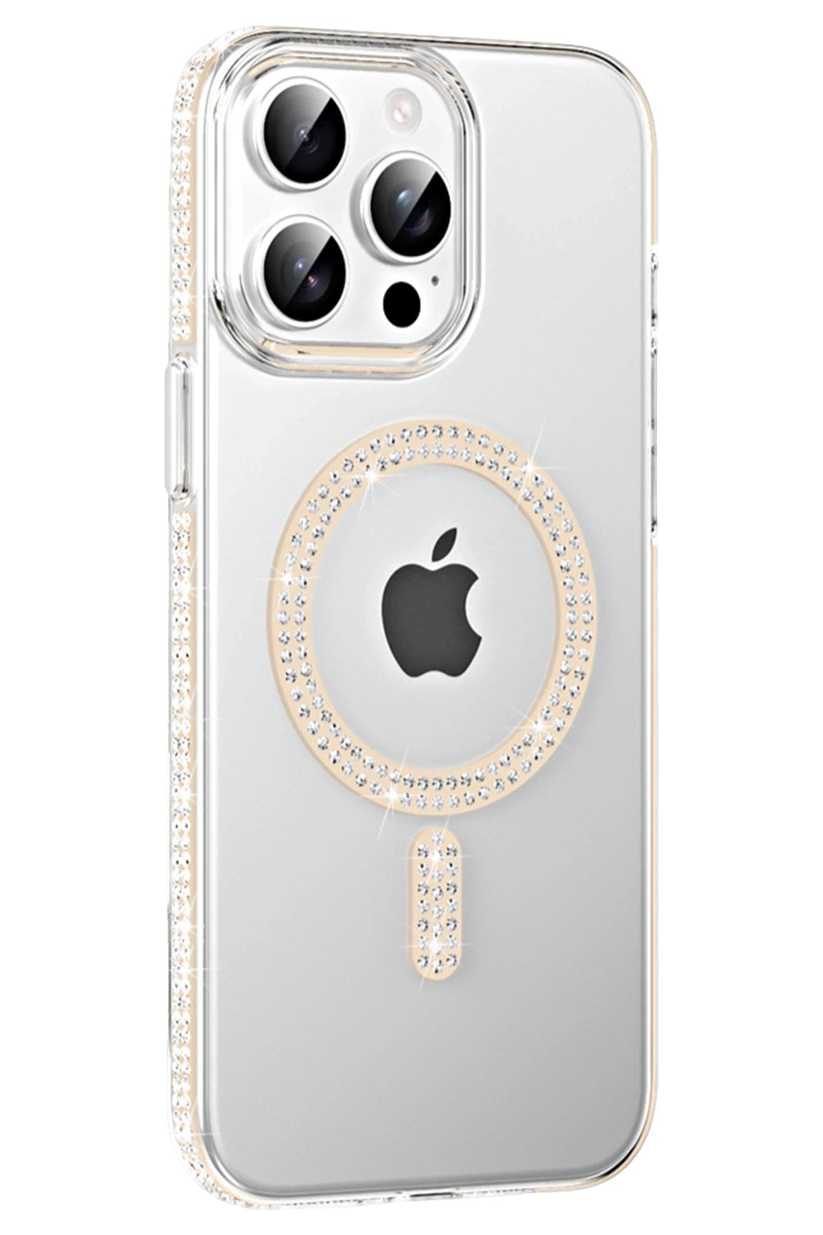 Mey İthalat® iPhone 14 Pro Max Move Taşlı Magsafe Kapak - Pembe