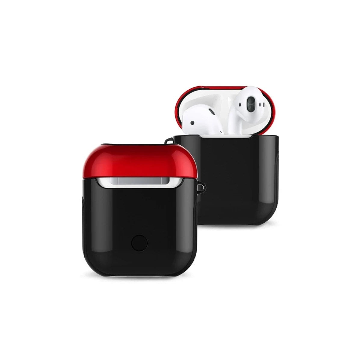 Mey İthalat® Airpods 2 (2.nesil) 3in1 Kılıf - Siyah-Kırmızı