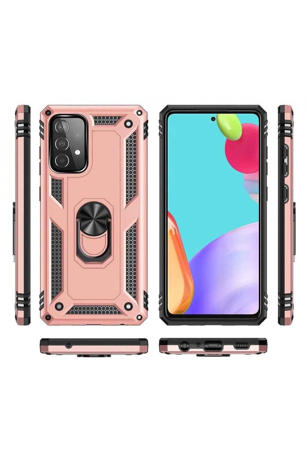 Mey İthalat® Samsung Galaxy A53 5G Kılıf Sofya Yüzüklü Silikon Kapak - Rose