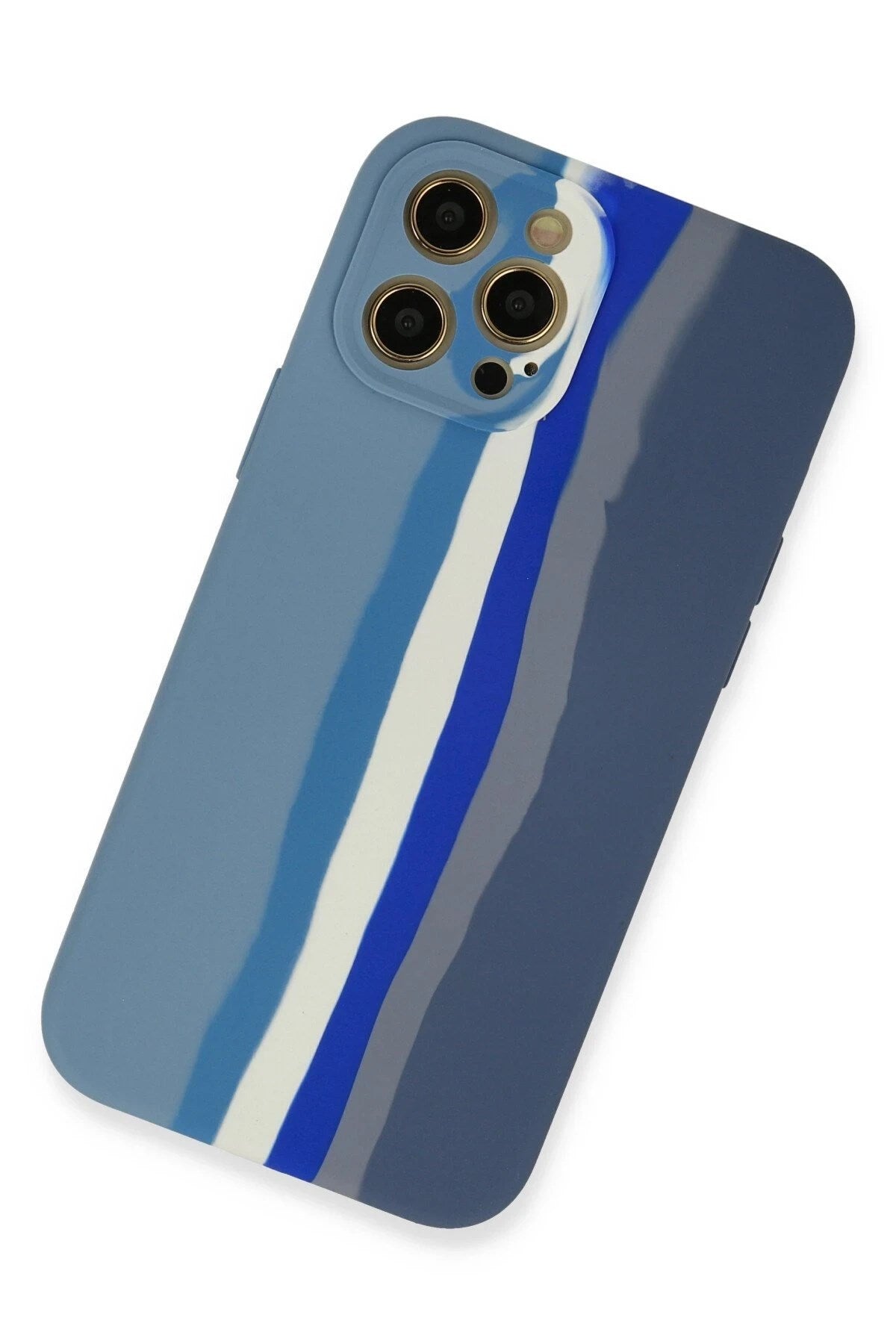 Mey İthalat® iPhone 12 Pro Kılıf Ebruli Lansman Silikon - Mavi-Gri