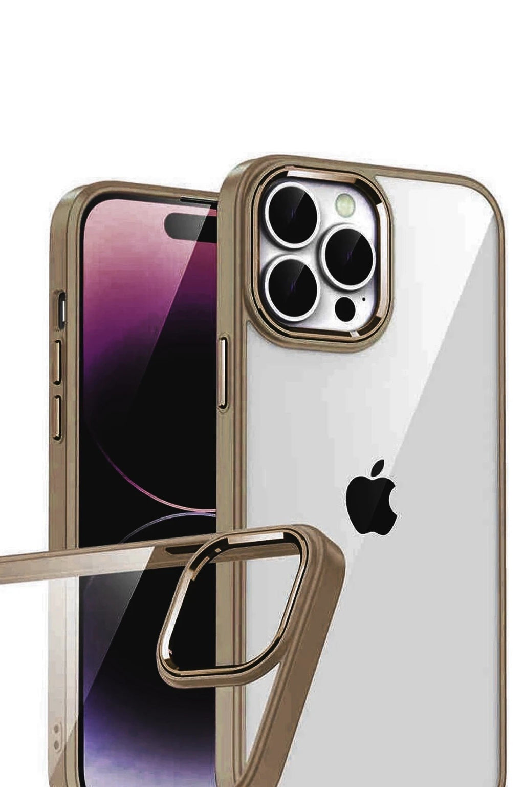 Mey İthalat® iPhone 15 Pro Max Lensli Silikon - Çöl Titanyum