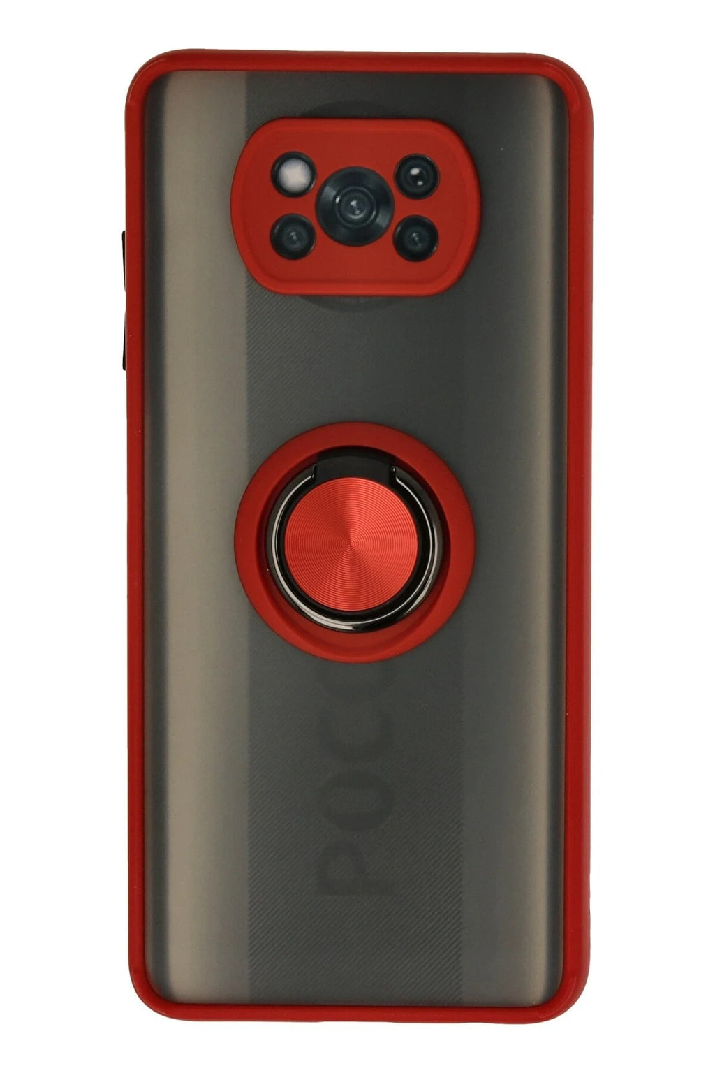 Mey İthalat® Pocophone X3 Kılıf Montreal Yüzüklü Silikon Kapak - Kırmızı