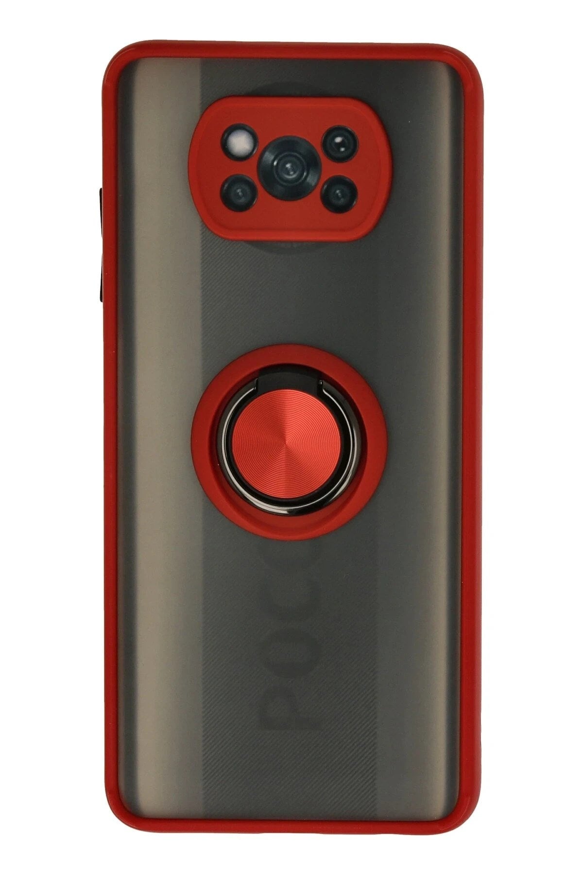 Mey İthalat® Pocophone X3 Kılıf Montreal Yüzüklü Silikon Kapak - Kırmızı