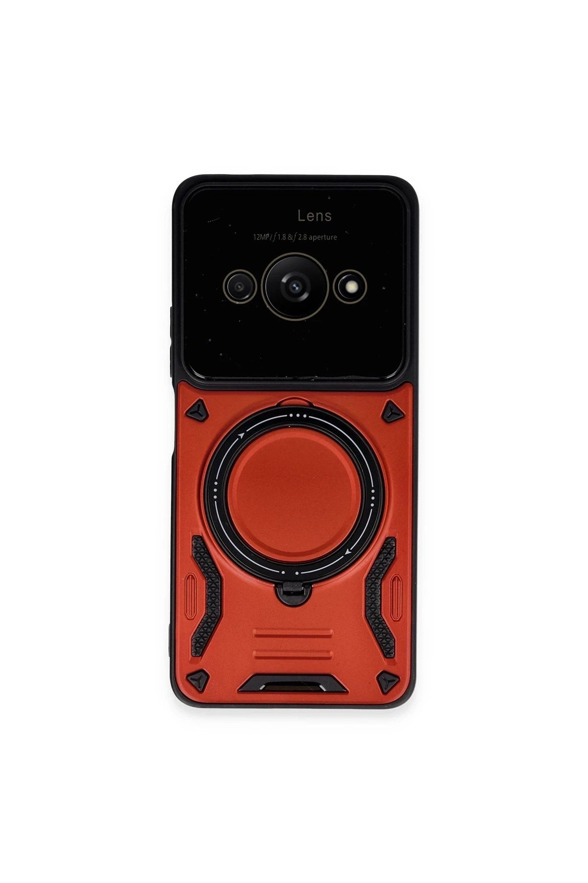 Mey İthalat® Poco C61 Kılıf Joy Lens Standlı Kapak - Kırmızı