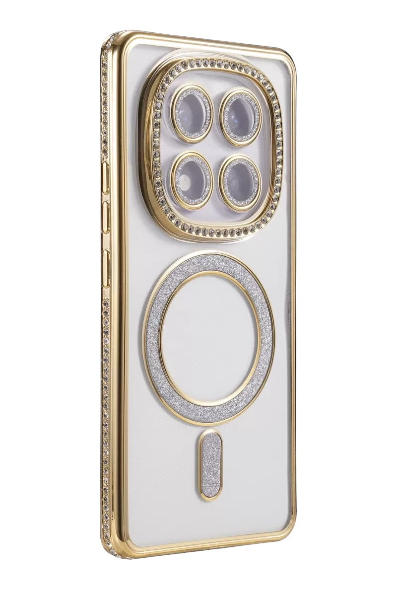 Mey İthalat® Redmi Note 15 Pro 4G Joke Simli Magneticsafe Kılıf - Gold