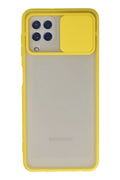 Mey İthalat® Samsung Galaxy A22 Kılıf Palm Buzlu Kamera Sürgülü Silikon - Sarı