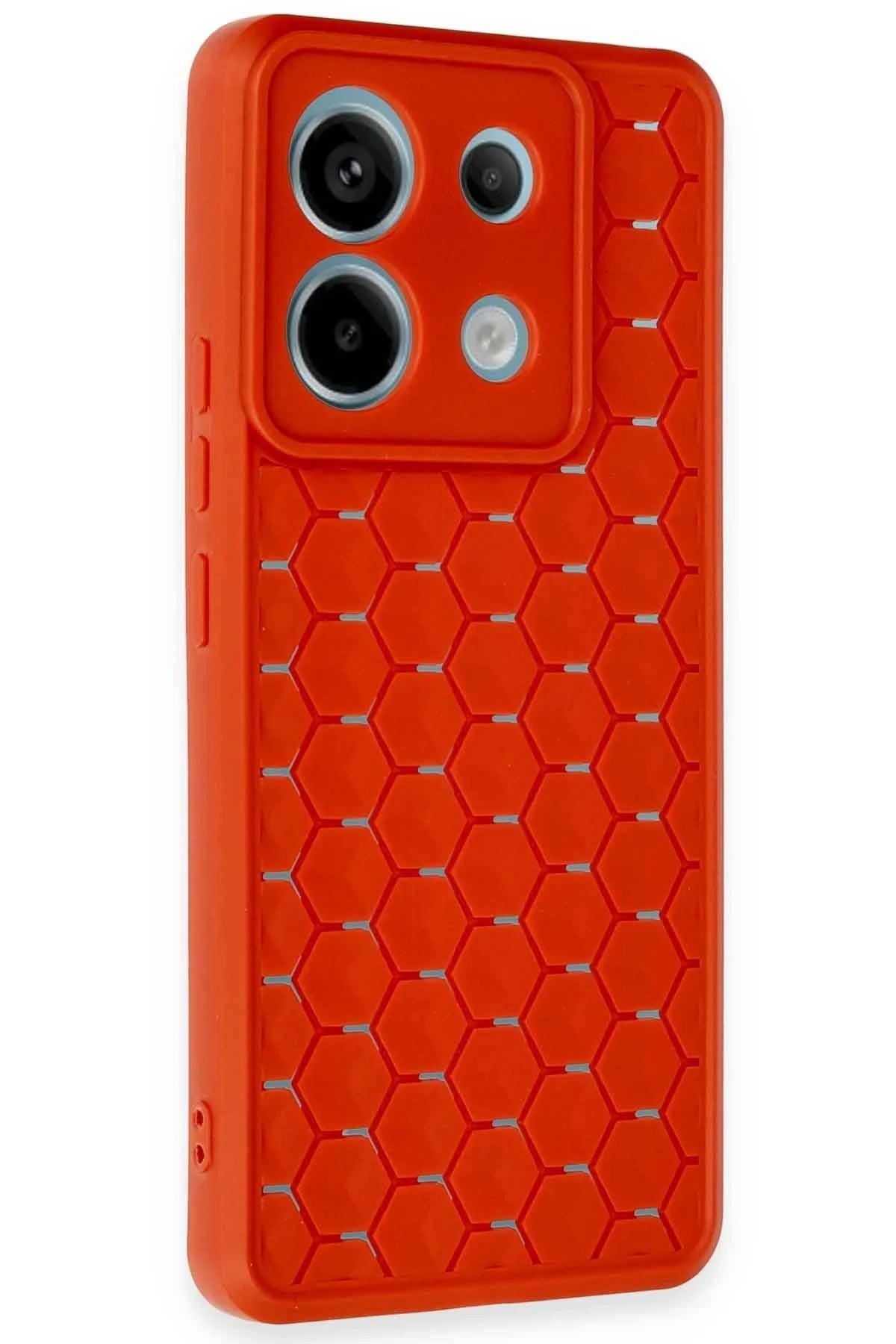 Mey İthalat® Redmi Note 13 Pro 5G Kılıf Petek Silikon Kapak - Kırmızı
