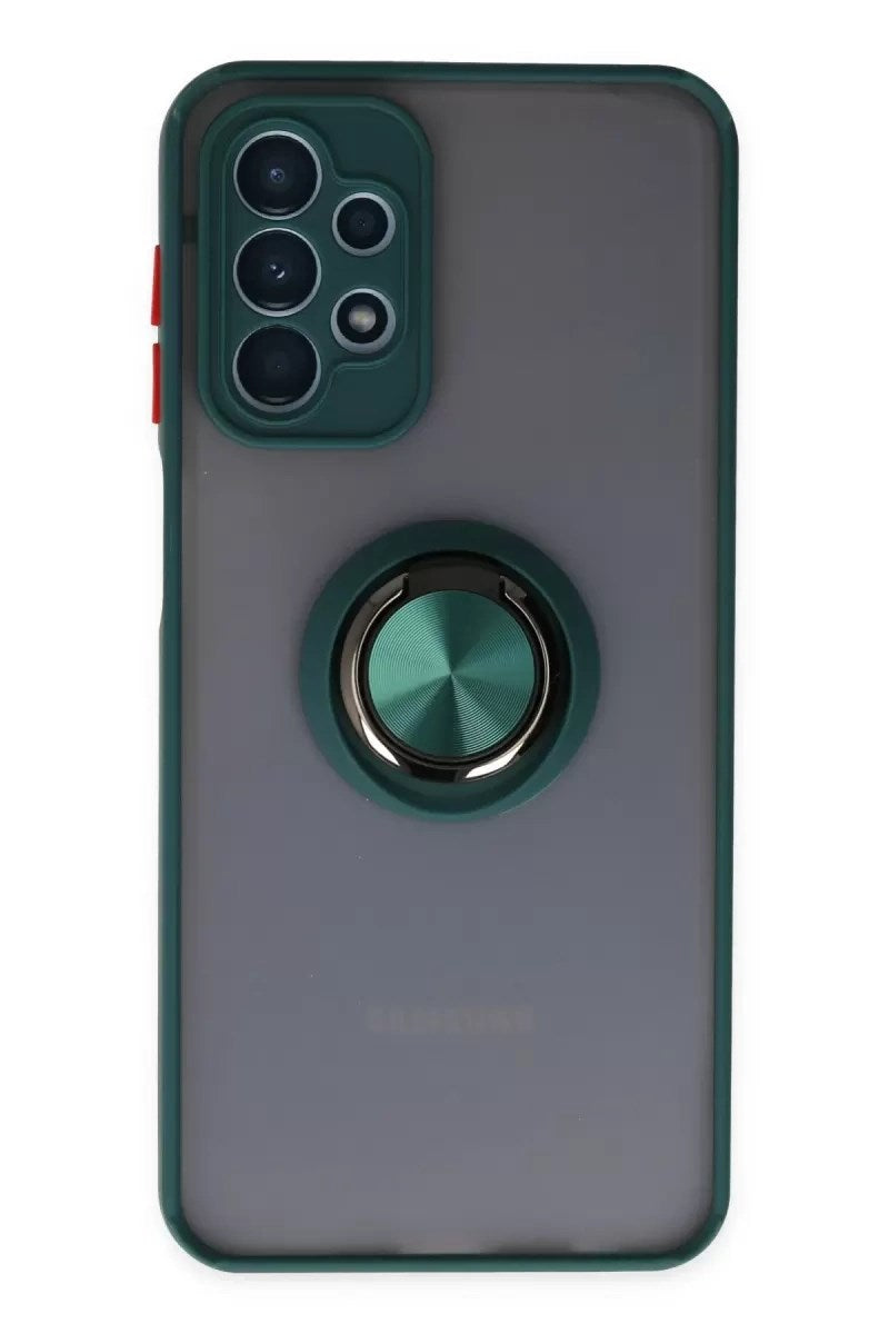 Mey İthalat® Samsung Galaxy A23 4G Kılıf Montreal Yüzüklü Silikon Kapak - Yeşil