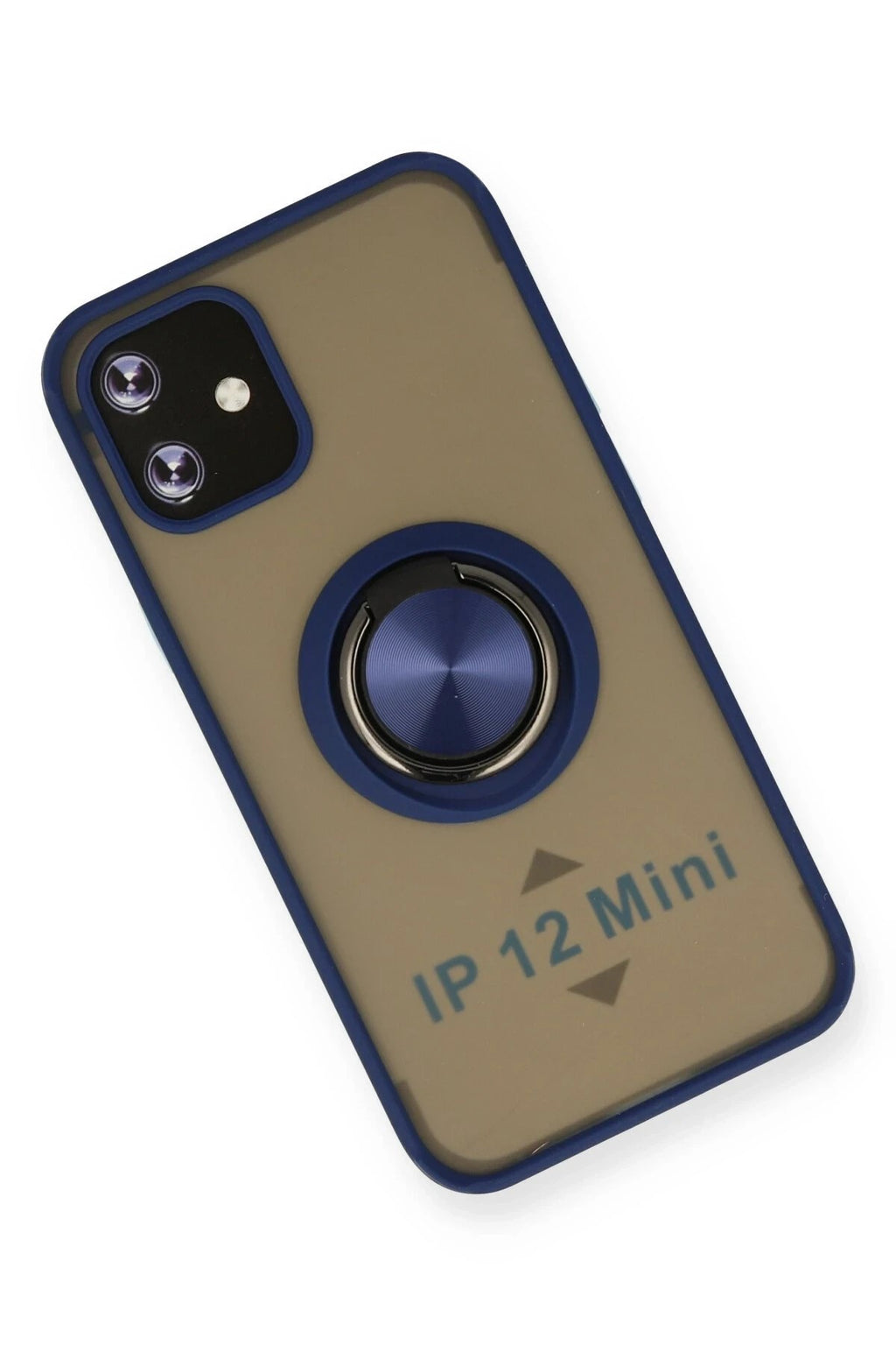Mey İthalat® iPhone 12 Kılıf Montreal Yüzüklü Silikon Kapak - Lacivert