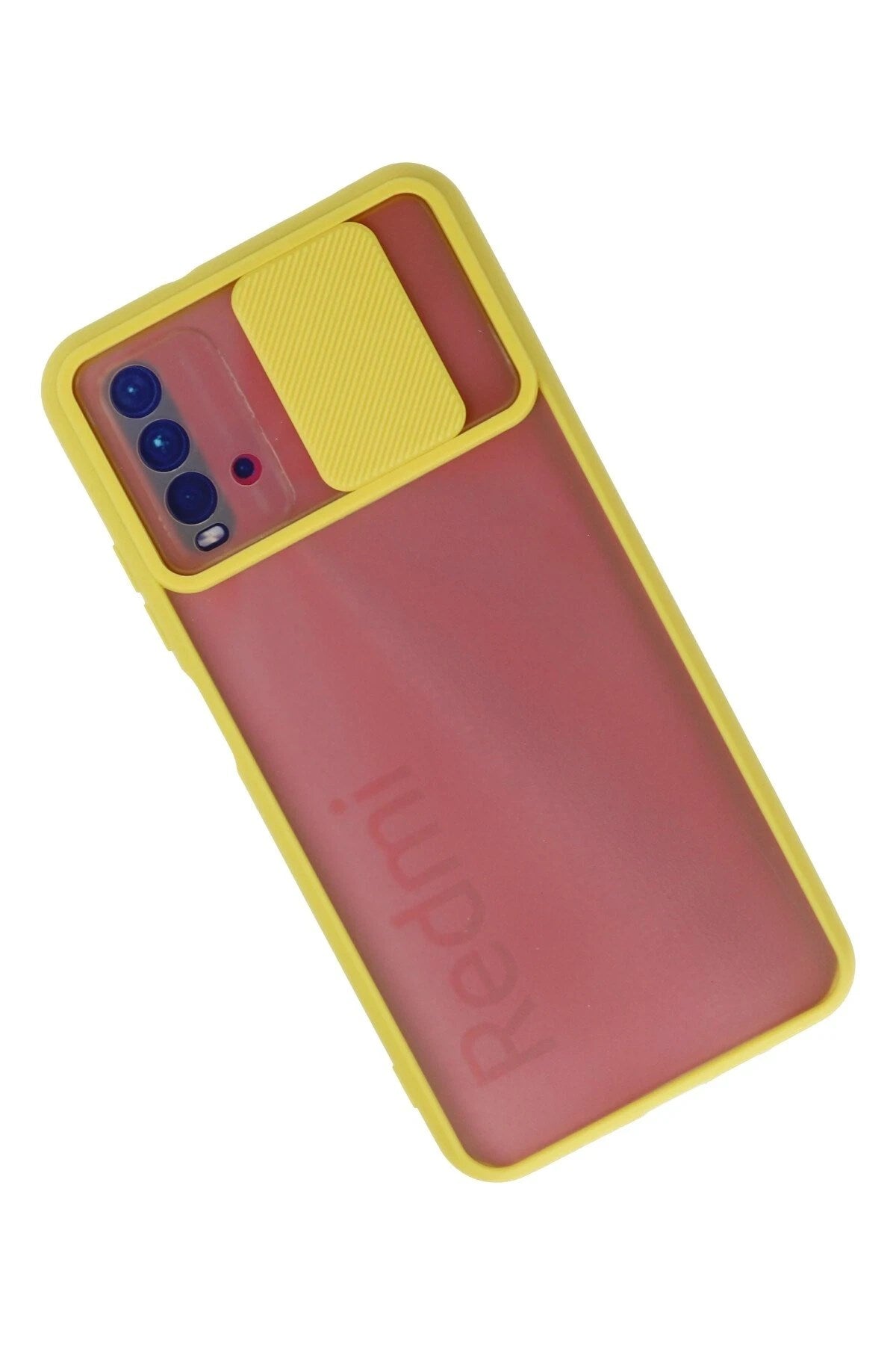 Mey İthalat® Redmi 9T Kılıf Palm Buzlu Kamera Sürgülü Silikon - Sarı