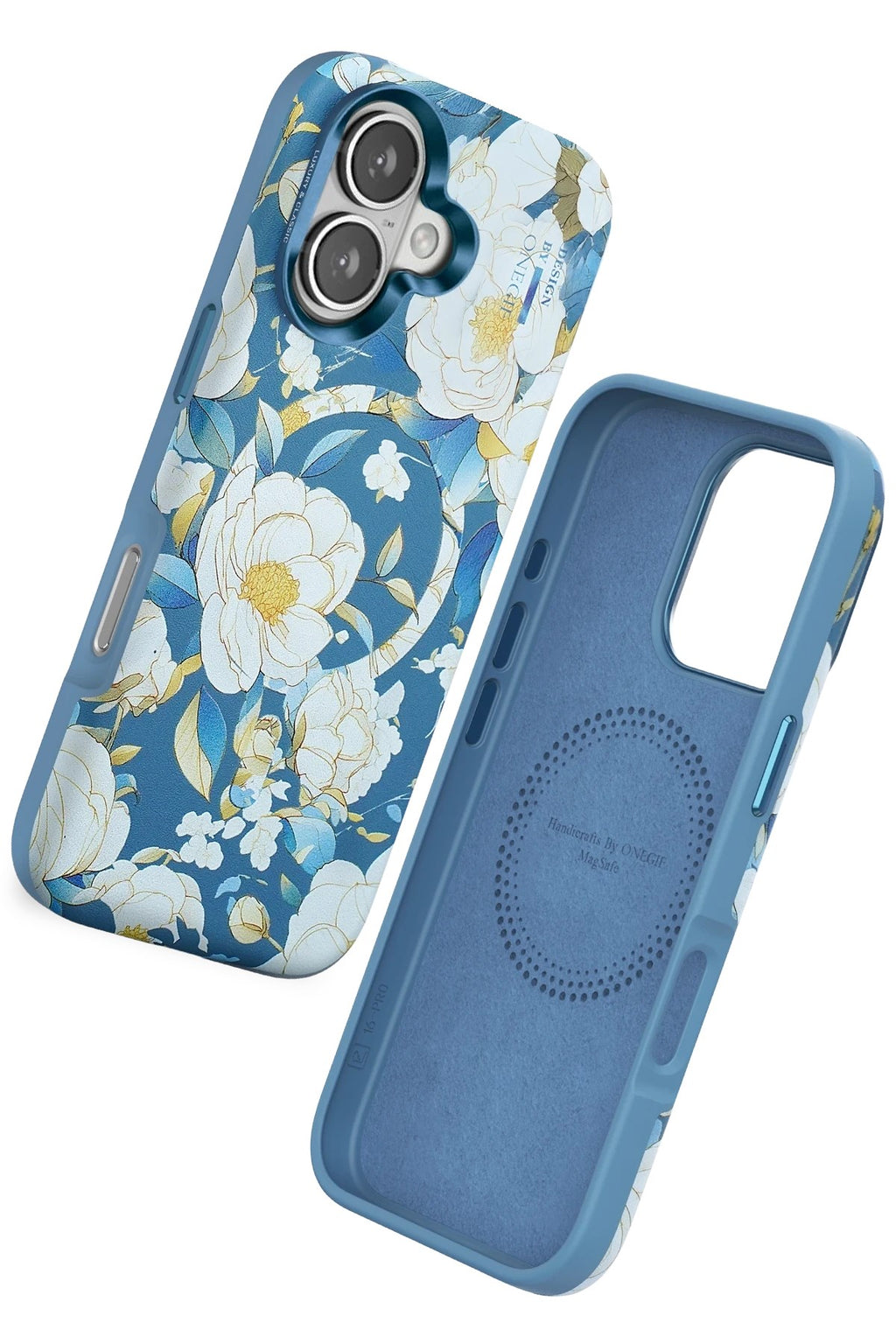 Mey İthalat® iPhone 16 Flower Series Magsafe Kapak - Mavi