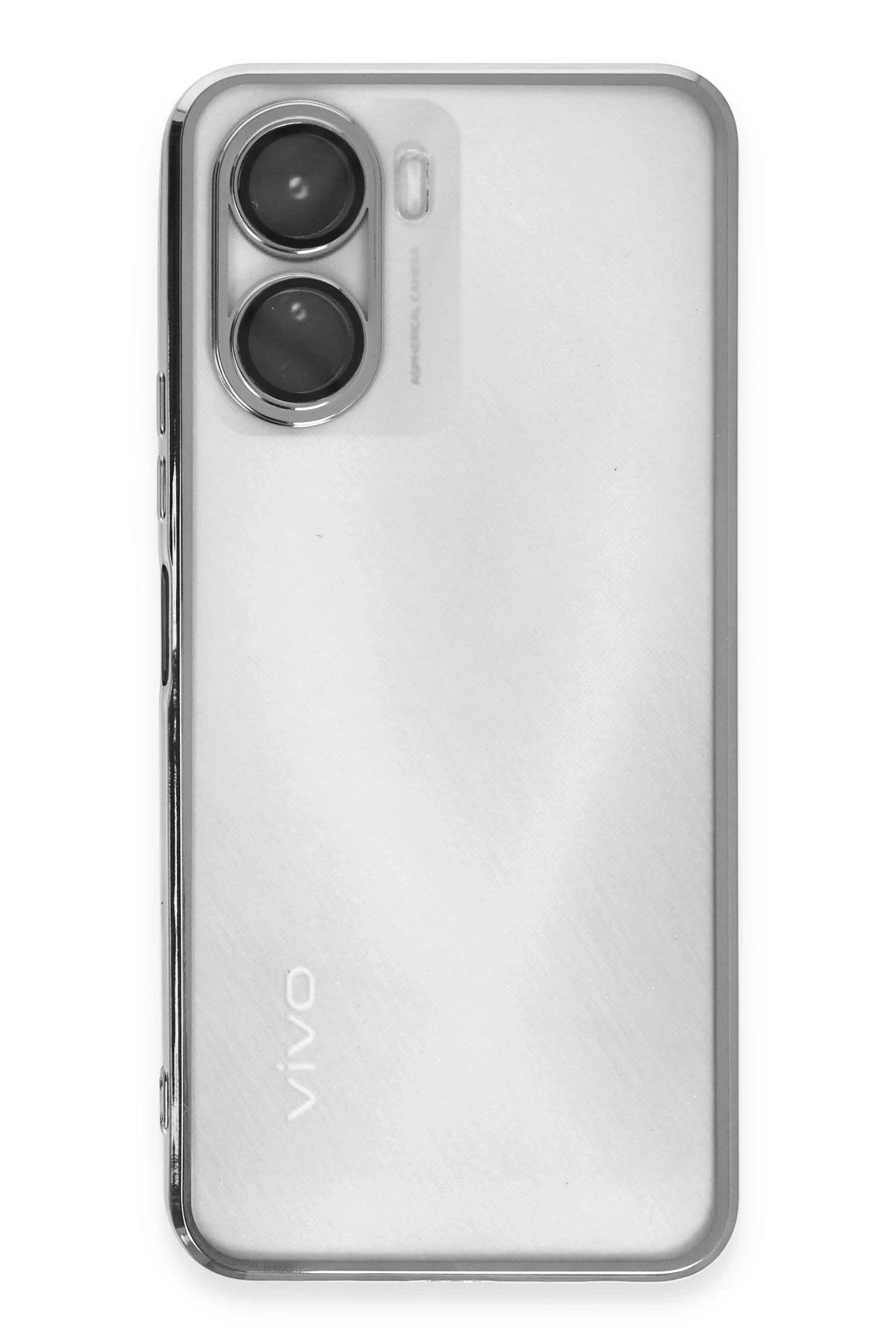 Mey İthalat® Vivo Y16 Kılıf Lensli Silikon - Gümüş