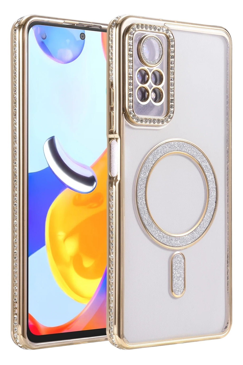 Mey İthalat® Redmi Note 12 Pro 4G Joke Simli Magneticsafe Kılıf - Gold