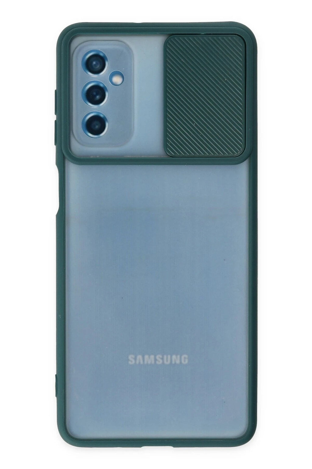 Mey İthalat® Samsung Galaxy M52 5G Kılıf Palm Buzlu Kamera Sürgülü Silikon - Yeşil