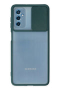 Mey İthalat® Samsung Galaxy M52 5G Kılıf Palm Buzlu Kamera Sürgülü Silikon - Yeşil