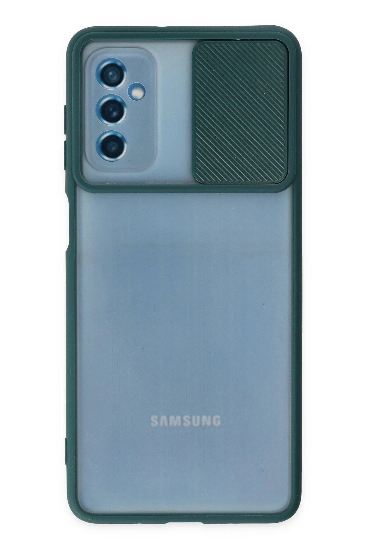 Mey İthalat® Samsung Galaxy M52 5G Kılıf Palm Buzlu Kamera Sürgülü Silikon - Yeşil