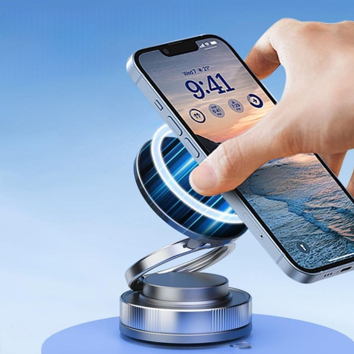 Vakumlu Manyetik Telefon Tutucu – Güçlü Vakum 360° Döner Araç İçi Telefon Standı, Ultra Sabit Manyetik Destekli Mobil Cihaz Aparatı