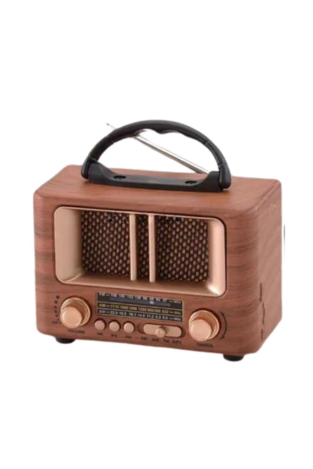 Küçük Mini Boy Retro Ahşap Tasarım Bluetooth Hoparlörlü Radyo – FM/AM Destekli, Şarjlı ve Taşınabilir Radyo NS-8108