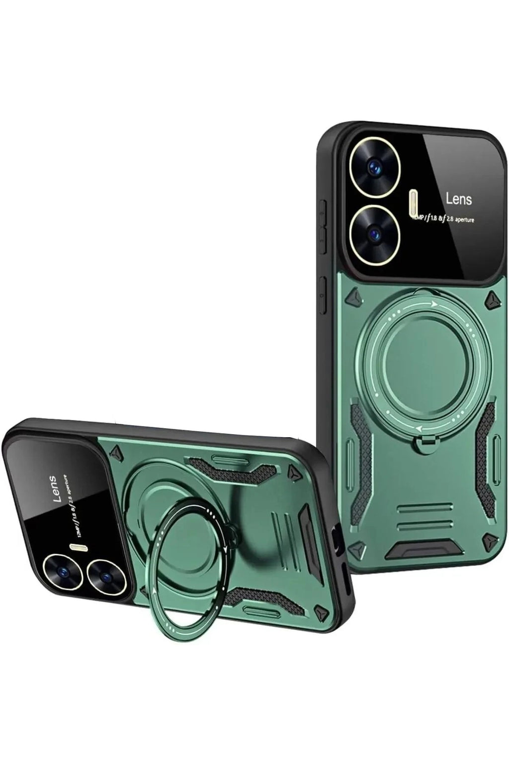 Mey İthalat® Realme C55 Kılıf Joy Lens Standlı Kapak - Koyu Yeşil