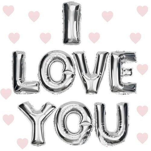 Mey İthalat® I Love You Folyo Balon Gümüş Renk 35 CM