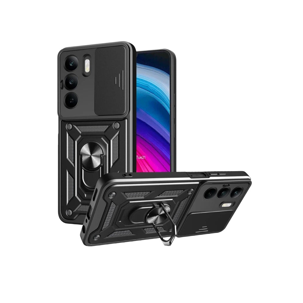 Mey İthalat® Realme C75 4G Kılıf Pars Lens Yüzüklü Silikon - Siyah