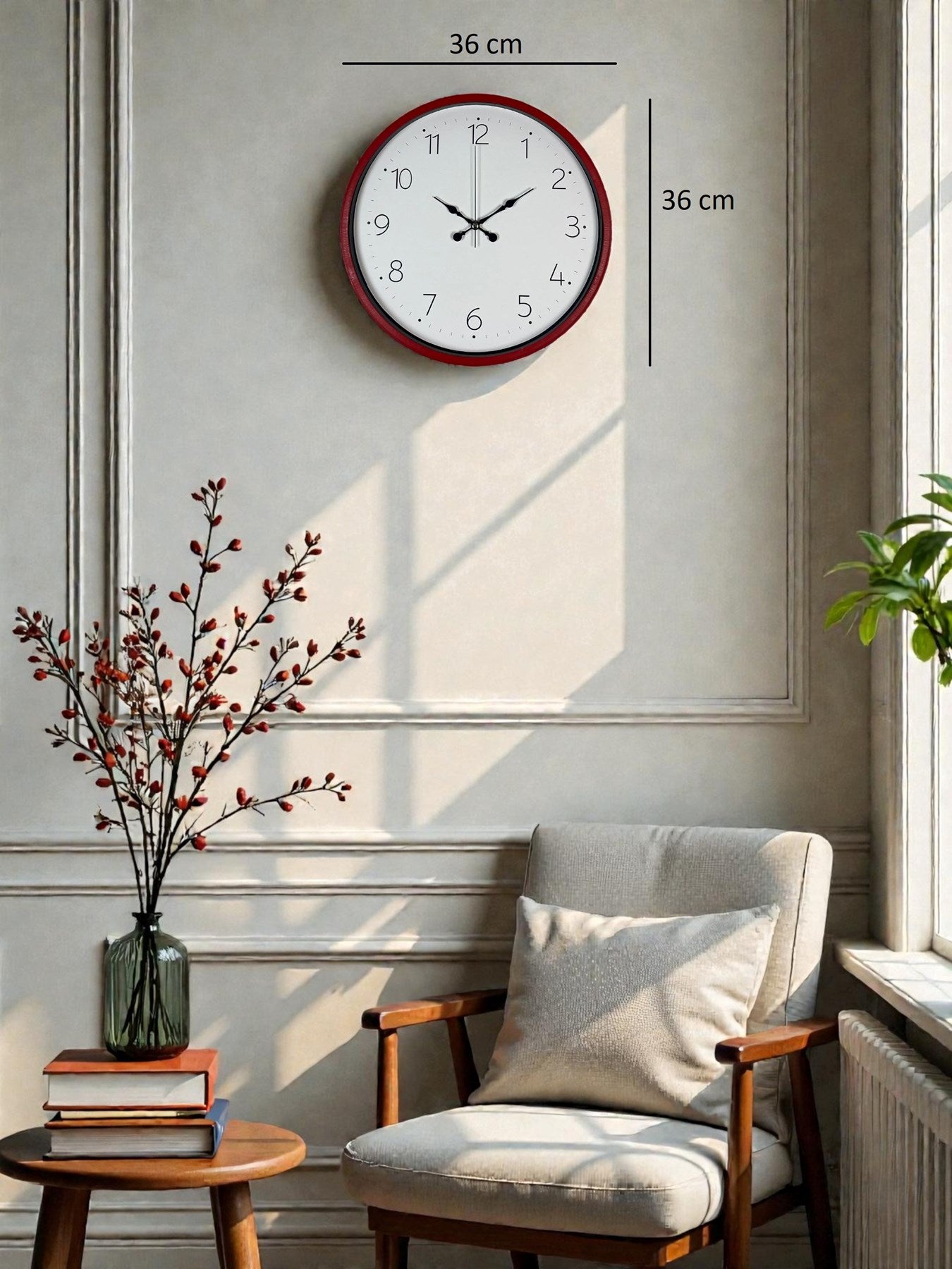 36 Cm Standart Kırmızı Duvar Saati