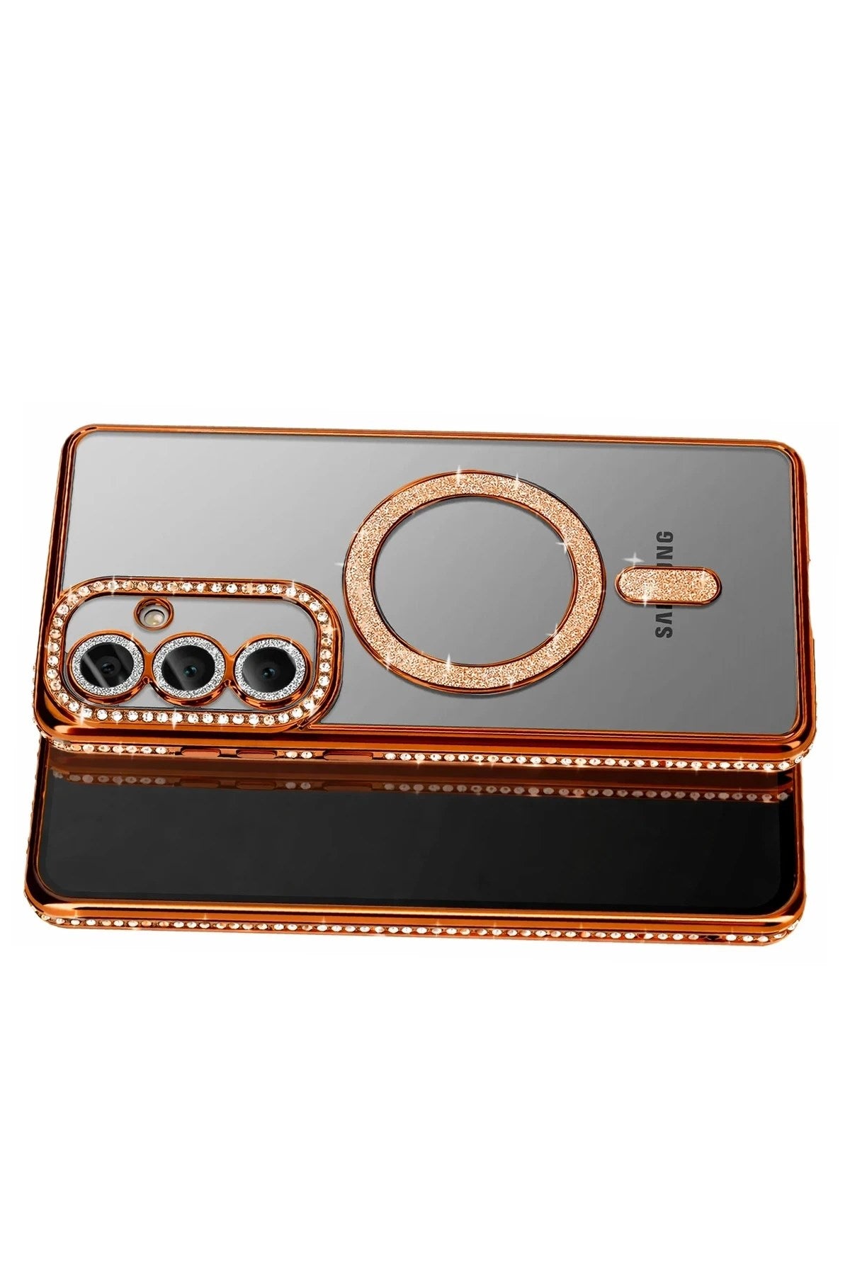 Mey İthalat® Samsung Galaxy S26 Plus Joke Simli Magneticsafe Kılıf - Turuncu