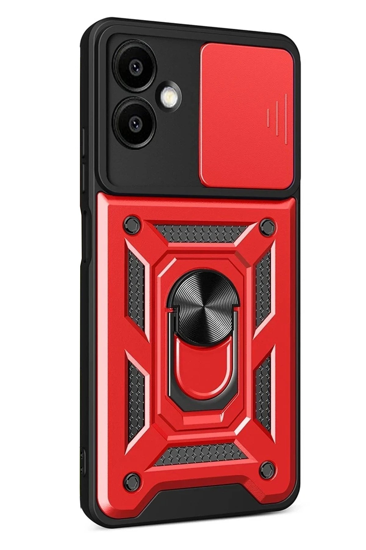 Mey İthalat® Samsung Galaxy A07 4G Pars Lens Yüzüklü Silikon - Kırmızı