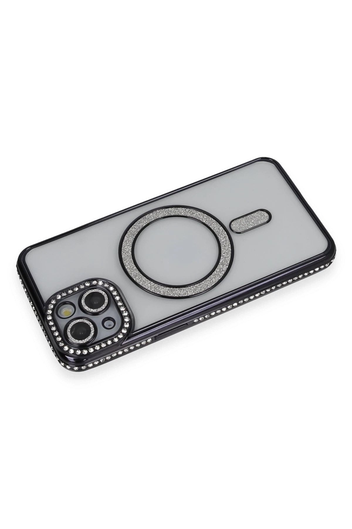 Mey İthalat® iPhone 13 Kılıf Joke Simli Magneticsafe Kılıf - Siyah