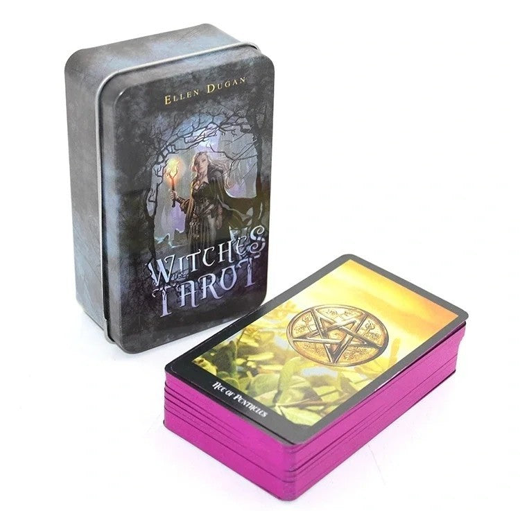 By Ellen Dugan Witches Tarot Kartı - Metal Kutulu Profesyonel Tarot Destesi